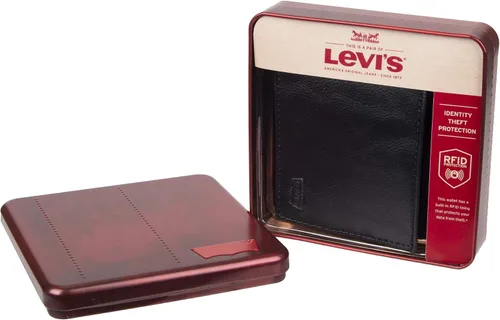 Vista 8 de Levi's Cartera delgada para hombre con capacidad extra y bloqueo RFID, estilo bifold con múltiples ranuras para tarjetas