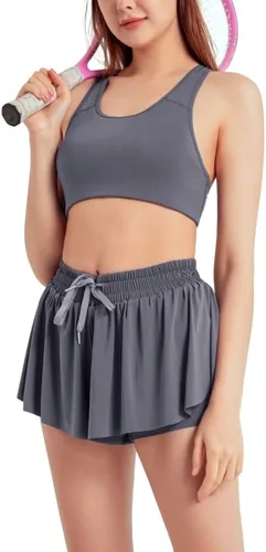 Vista 3 de Sovtemp Womens 2 in 1 Flowy Shorts Quick-Dry Running Yoga Shorts Drawstring Fitness Workout Athletic Shorts