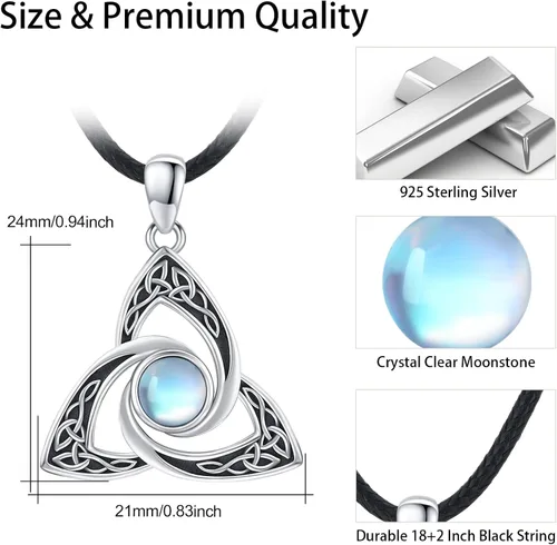 Vista 6 de TUGHRA S925 Sterling Silver Pendant Necklaces for Women Moonstone Necklaces Dainty Moonstone Necklace Jewelry Gifts for Her Women Teen Girls