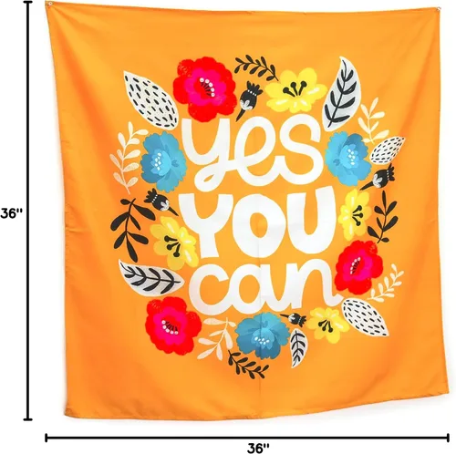 Vista 6 de Birdy Boutique - Tapiz motivacional "Yes You Can", 36 x 36 pulgadas, cita inspiradora para colgar en la pared para aula, dormitorio, habitación