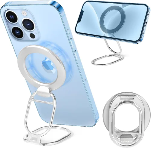 Vista 10 de Mindsky Soporte de Anillo Magnético de Doble Cara para Teléfono Compatible con Fundas Magsafe iPhone 12 13 14 15 Serie (Dos Imanes)
