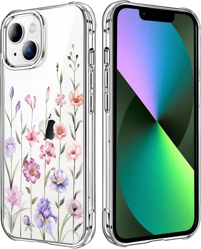 Vista 41 de Funda transparente de girasol compatible con iPhone SE 2022 SE 2020 7 8, funda trasera floral para niñas y mujeres, funda protectora transparente