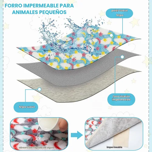 Vista 3 de CUSOZWO - Tapete de ropa de cama de conejillo de indias, paquete de 3 forros impermeables para jaulas pequeñas para mascotas