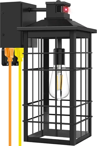 Vista 10 de Lámpara exterior con sensor de movimiento para montaje en pared, de bronce aceitado del anochecer al amanecer, impermeable, con base E26, linterna