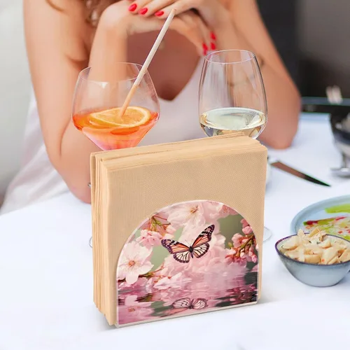 Vista 7 de Napkin Holder Streamside Butterfly Napkin Holders for Tables, Clear Acrylic Napkin Holders Cocktail Napkin Holder for Kitchen Restaurant Bar Home
