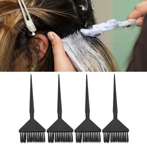 Vista 8 de Cepillo de tinte para el cabello, rígido 4 piezas reutilizable para tinte de cabello, cepillo de color incluso para colorear ABS Nylon para salón