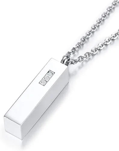 Vista 3 de Custom Vertical Bar Urn Necklace Personalized, Engraved Name Necklace Cremation Ashes Keepsake Pendant Crystal MemorialJewelry for Men, Women