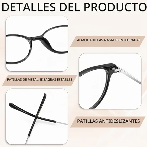 Vista 4 de Dollger Gafas de luz azul para mujer, gafas vintage con marco ovalado pequeño