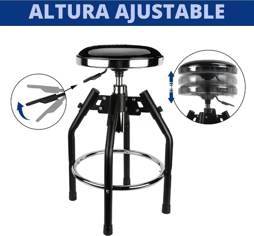 Vista 4 de WORKPRO Taburete de Taller Hidráulico Ajustable de Servicio Pesado, Taburete de Bar para Garaje, 29 a 33.86 pulgadas, Capacidad de 330 Libras, Negro