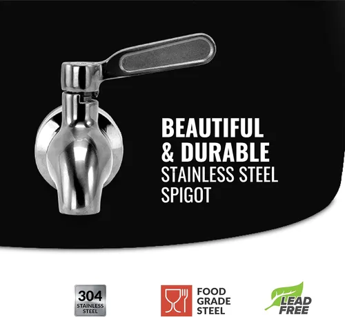 Vista 2 de Geo Sports - Dispensador de agua de cerámica de porcelana, grifo de acero inoxidable, válvula y tapa incluidas. Se adapta a jarras de 3 a 5 galones