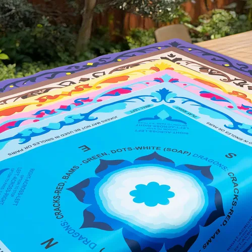 Vista 6 de Mahjong - Tapete para mesa, tapete de neopreno Mahjong de 33 x 33 pulgadas con reglas, tapete antideslizante de reducción de ruido Mah Jongg
