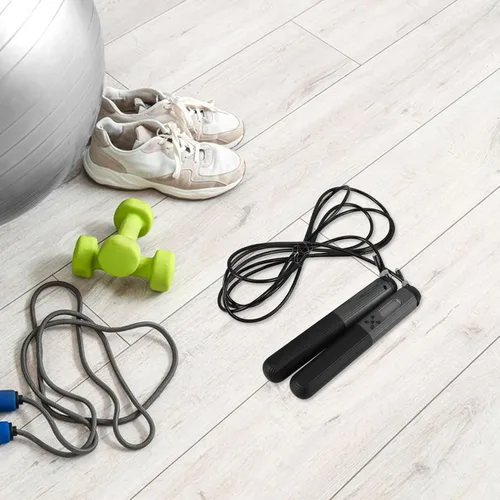 Vista 6 de INOOMP Cuerda de saltar inteligente con asas antideslizantes para adultos, contador de saltos digital, portátil, jumprope pesado para hombres