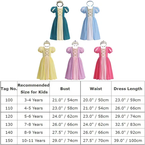 Vista 8 de Vestido de princesa morado para niñas, disfraz de princesa enredado con corona, vestido de cumpleaños, Halloween, carnaval, Navidad, cosplay