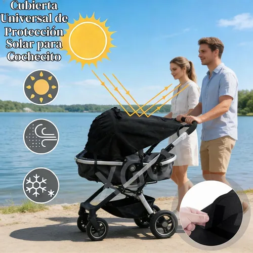 Vista 3 de Protector de parasol universal para cochecito de bebé, cubierta opaca Negro