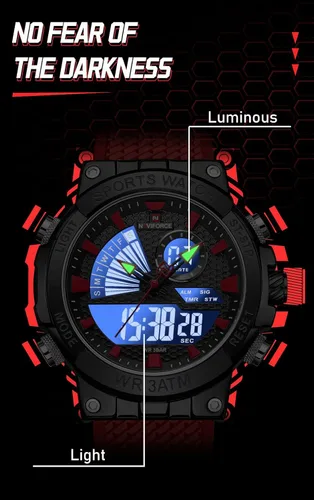 Vista 4 de NAVIFORCE Relojes militares para hombre, reloj táctico deportivo al aire libre para hombre, fecha, semana, multifunción, digital, analógico