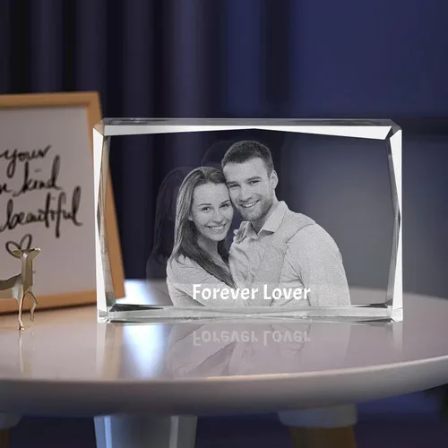 Vista 17 de Regalo de foto de cristal 3D personalizada – Imagen personalizada para el Día del Padre, cumpleaños, aniversario – Recuerdo para papá, parejas