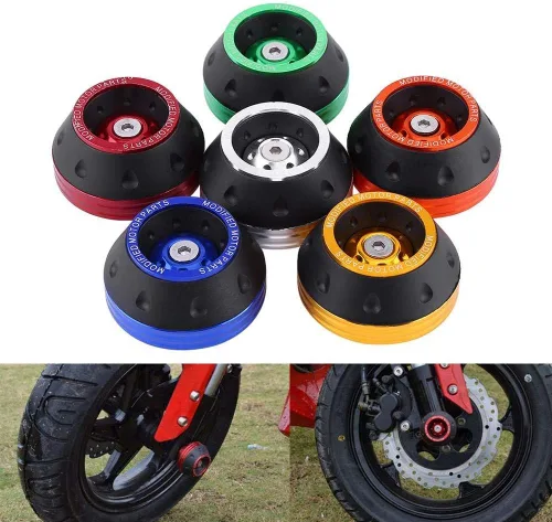 Vista 5 de Deslizadores de marco de horquilla CNC de aluminio frontal para horquilla, protector de choque de rueda de motocicleta, universal para motocicletas