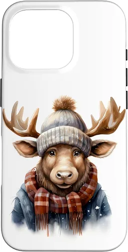 Vista 20 de Cute Moose with Winter Hat & Scarf Case for iPhone 17
