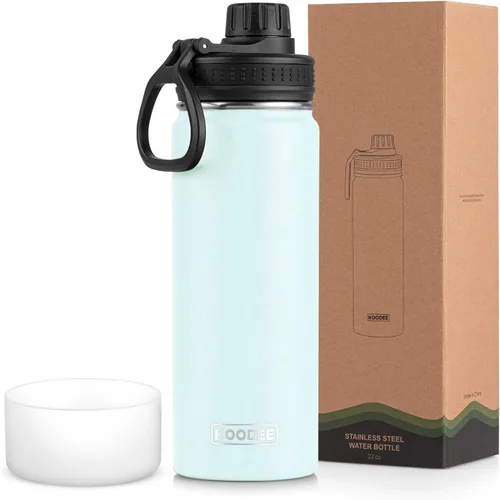 Vista 23 de koodee Botella de agua para niños, botella de agua de acero inoxidable de 12 onzas con aislamiento al vacío para la escuela, botella de agua de boca