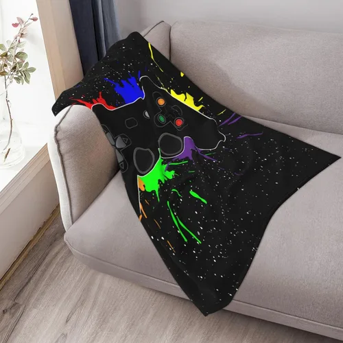 Vista 4 de Manta para Jugar Video Juegos, Gamer Cool, Manta Suave para Cama, Ropa de Cama Cálida, Acogedora, de Felpa, Manta de Franela y Forro Polar, Regalos