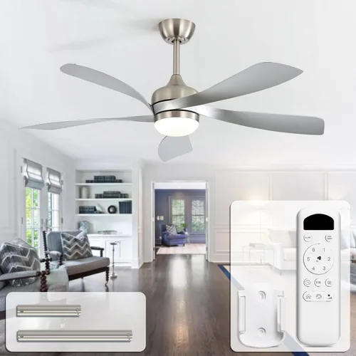 Vista 12 de CACI Mall Ventilador de techo inteligente de 52 pulgadas con luces, control remoto, compatible con Alexa/Google/App, 5 cuchillas, iluminación