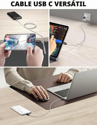 Vista 6 de CableCreation Cable corto USB a USB C de 6 pulgadas, carga rápida USB A a USB C, cable trenzado USB C macho a USB macho para banco de energía Negro