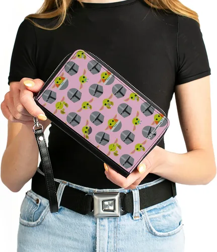 Vista 4 de Buckle-Down Cartera rectangular con cremallera de poliuretano para mujer, Star Wars The Child, 7.5"x4.5", Star Wars el niño, Buckle-down Cartera