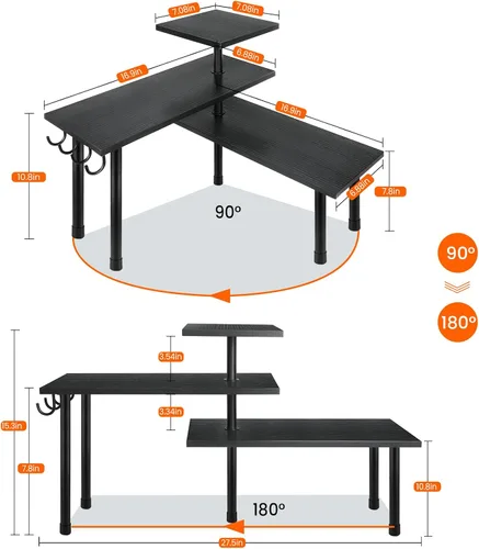 Vista 2 de Homode Estante organizador de encimera de baño, organizador de encimera de cocina, soporte de madera de 3 niveles para colocar sobre el fregadero