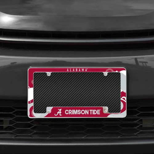 Vista 2 de Rico Industries NCAA Wave - Marco de matrícula cromado de 12 x 6 pulgadas para automóvil, camión, SUV