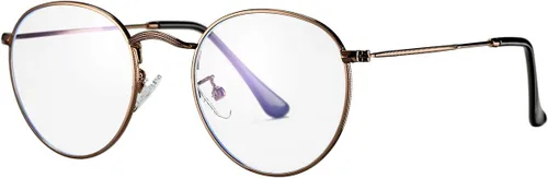 Vista 11 de PORADAY Lentes de bloqueo de luz azul para mujeres y hombres, marco de lentes de metal redondo retro 100% anti-luz azul