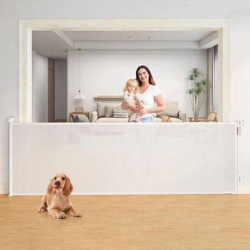 Vista 12 de Momcozy - Puerta retráctil para seguridad de bebés y niños, altura de 33 pulgadas, se extiende hasta 55 pulgadas de ancho, adecuada para escaleras