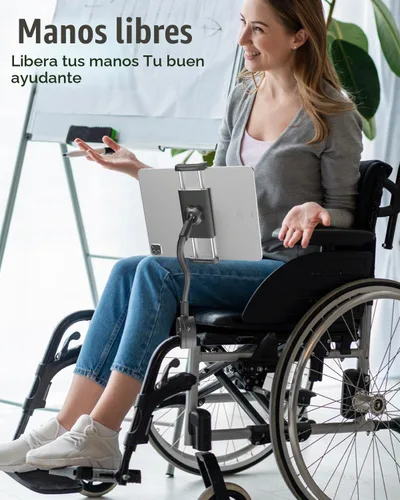 Vista 4 de Charchendo - Soporte para tablet para silla de ruedas, soporte para teléfono sin rebote Thick Case Friendly, 9.45" Total Length, 6" Adjustable