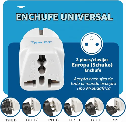 Vista 3 de Adaptador de conexión universal a tierra Ceptics Alemania/Francia (SCHUKO) - Tipo E/F