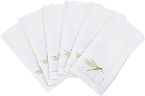 Vista 74 de Juego de 6 servilletas bordadas de magnolia hechas a mano con borde cosido