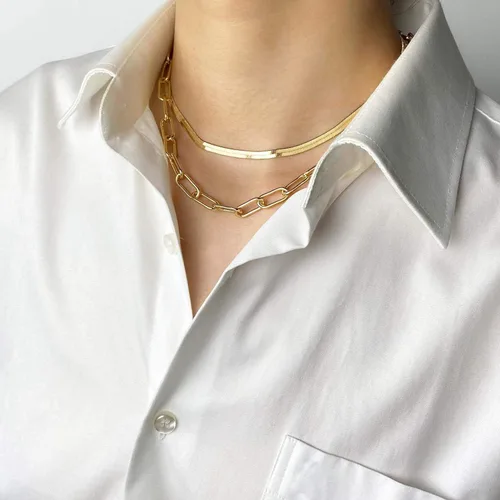 Vista 3 de Collar en capas de oro para mujer