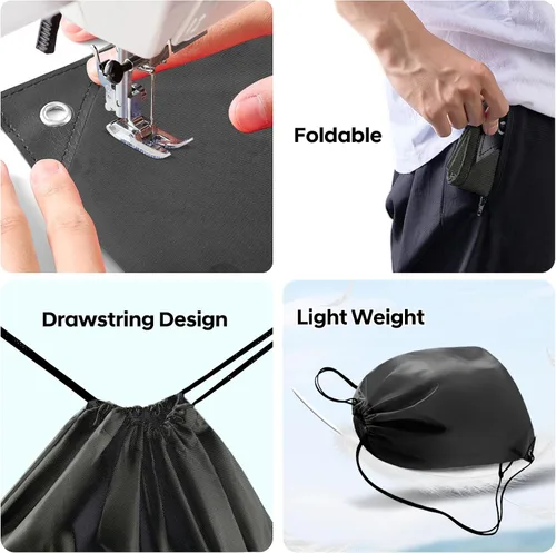 Vista 2 de CHEPULA Bolsas con cordón a granel, mochila con cordón grande, saco trasero con cordón, Negro-20 unidades., Mochila con cordón de nylon Draw String