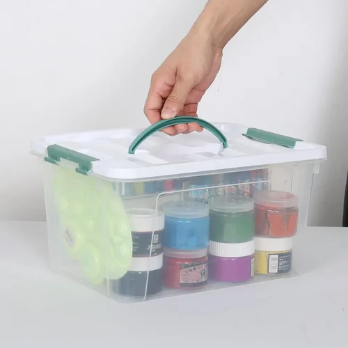 Vista 4 de 8 paquetes de contenedores de almacenamiento de plástico con tapas, caja de almacenamiento transparente, 14 cuartos de galón