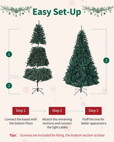 Vista 2 de Aptliton Árbol de Navidad artificial sin luz, 6.5 pies Verde