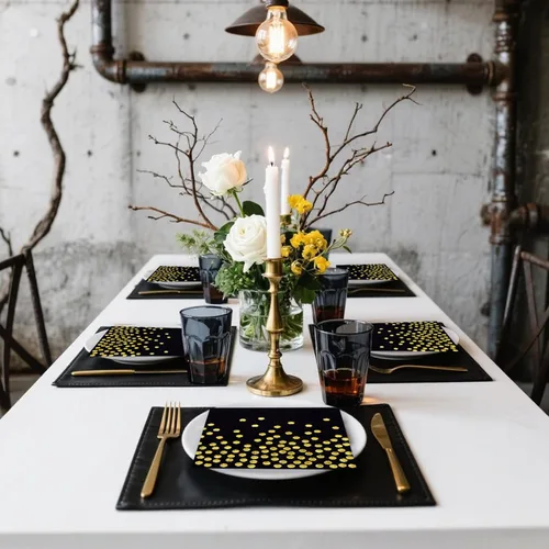 Vista 8 de 100 servilletas de cóctel desechables negras – Servilletas de papel negro y dorado para cumpleaños, boda, aniversario, Año Nuevo, fiesta