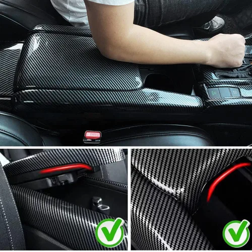 Vista 3 de TKREENO Caja de Almacenamiento para Consola de Brazo Central de Fibra de Carbono, Color, Accesorios de Coche para Interior, para Honda 10ª