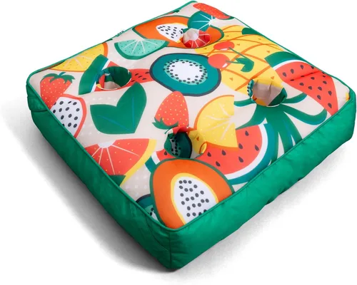 Vista 21 de Big Joe flotador Captain's Caddie sin necesidad de inflar para piscina con portavasos, hibisco tropical y aqua de doble lado con malla, tela
