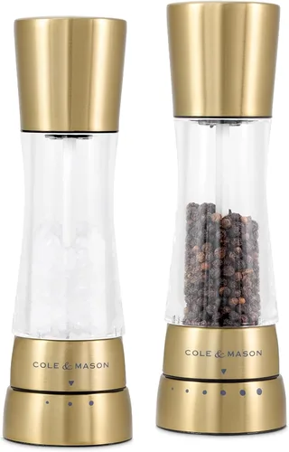 Vista 13 de Cole & Mason H332293 Derwent Black Wood Salt and Pepper Mills, Gourmet Precision+, Ajuste de Molienda, Haya Teñida/Acrílico, 190 mm, Juego