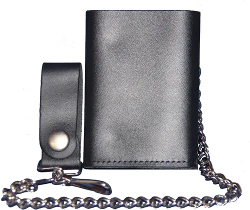 Vista 2 de Cartera de cadena triple negra original personalizada. HECHO EN EE. UU, Negro