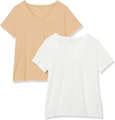 Vista 9 de Amazon Essentials - Camiseta de manga corta y cuello en V para mujer (disponible en tallas extragrandes)
