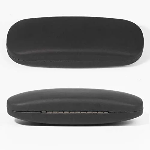 Vista 2 de KAYNO 1 funda rígida negra para gafas, funda protectora de cuero para lentes de sol con microfibra, fundas de tela de limpieza, gafas de sol
