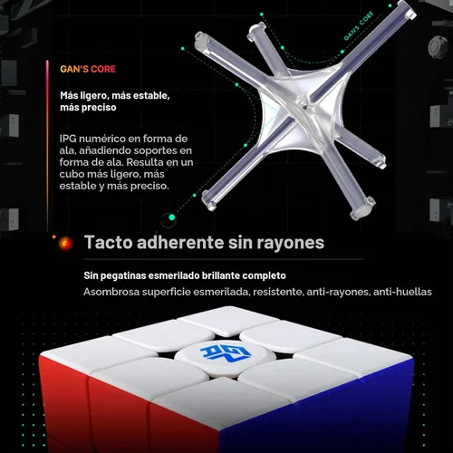 Vista 7 de GAN 356 M 3x3 Cubo magnético de velocidad, GAN Cube versión estándar con GE extra, cubo mágico de 3 x 3 x 3, sin adhesivo (ver. 2020)