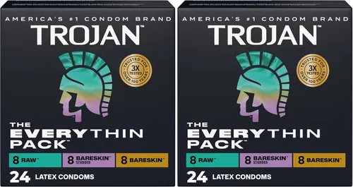 Vista 14 de Trojan Bareskin - Preservativos finos, paquete variado Everythin, condón de látex lubricado, 10