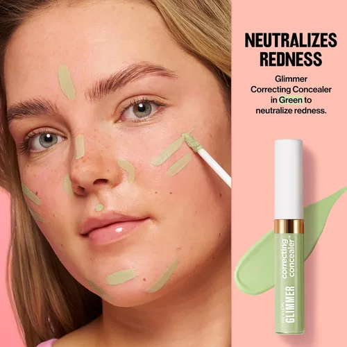 Vista 2 de Revlon Glimmer - Corrector con efecto corrector líquido para debajo de los ojos, hecho con cafeína, vitamina C y esteviosido, 100 Verde, 0.3 fl oz