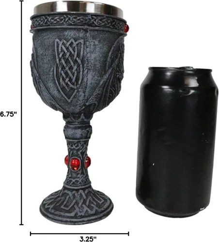 Vista 8 de Ebros Ancient Celtic Knotwork Double Dragons Protecting Blood Vial Copa de vino Copa de cáliz de 6 onzas Gótico Calabozos y Dragones Elixir medieval