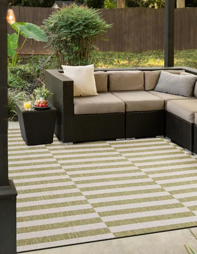 Vista 19 de Unique Loom Outdoor Striped Collection - Alfombra a rayas (4' 1" x 6' 1" Rectángulo, azul/marfil)